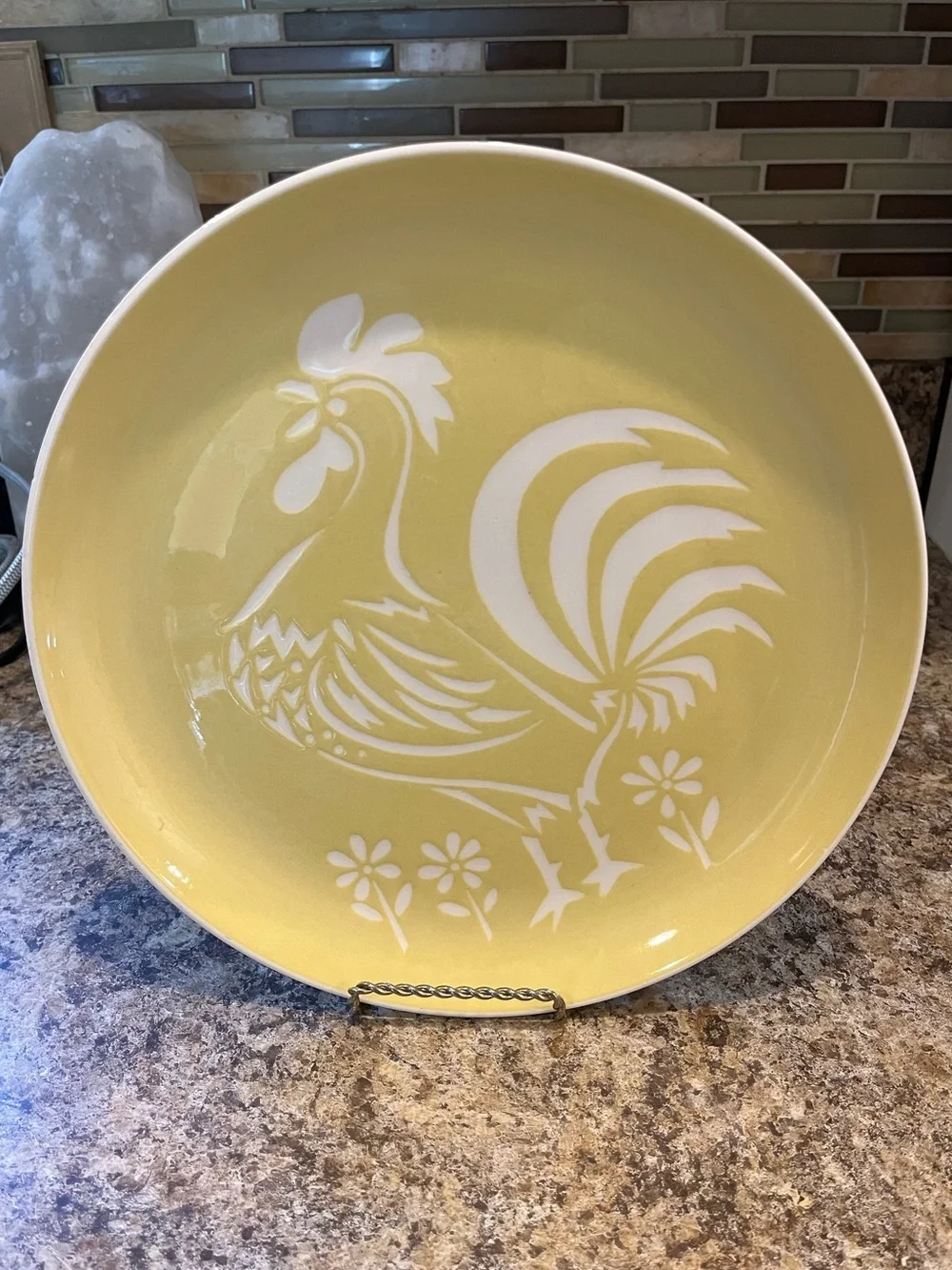 Vintage Harkerware Yellow Rooster 10” Dinner Plate Made in USA